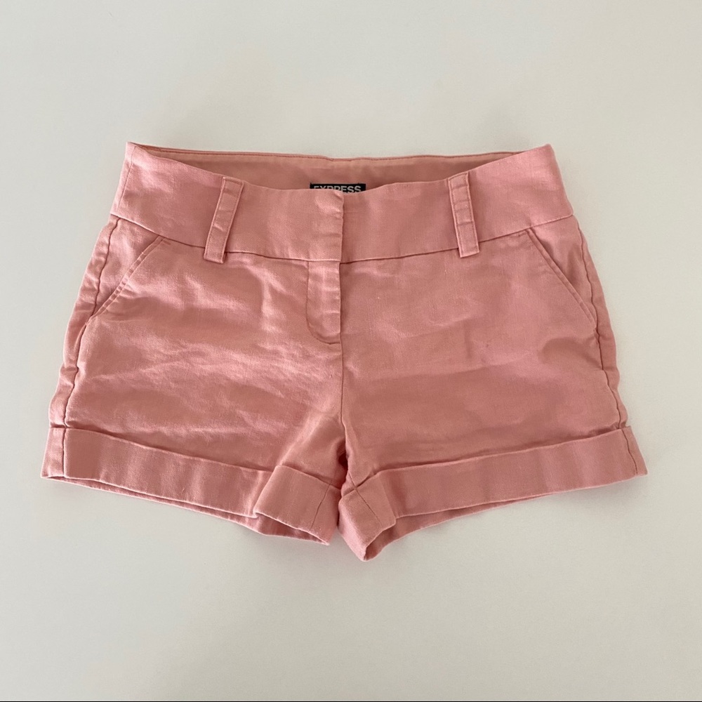 Express Pink Cuffed Editor Shorts